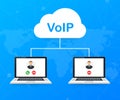 VoIP technology, voice over IP. Internet calling banner. Vector illustration. Royalty Free Stock Photo